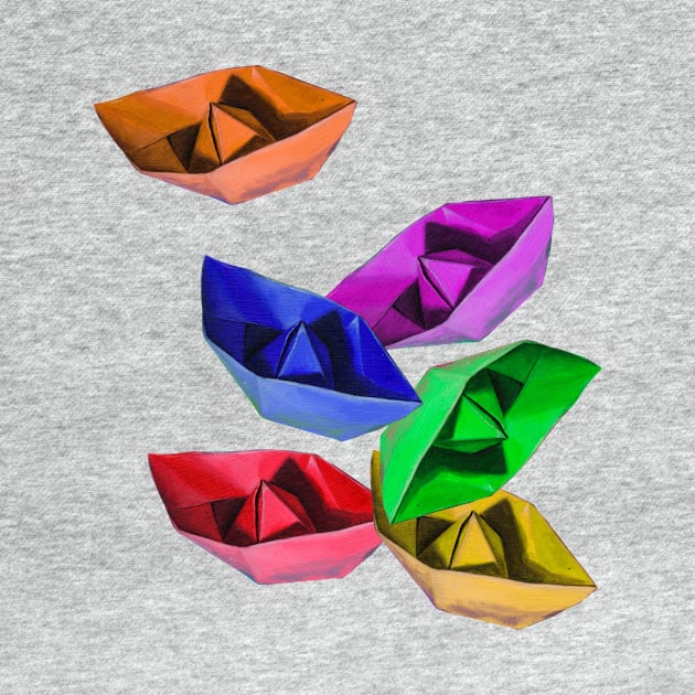 Bunch of colored paper boats by ABelloArt